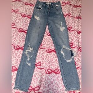Abercrombie & Fitch Light Blue Distressed Skinny Jeans